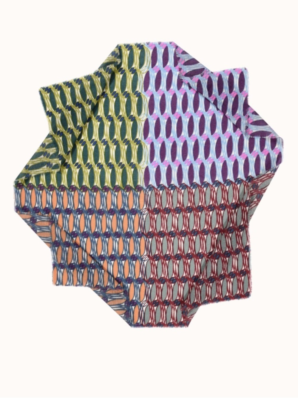 Epice Paris Lightweight Square Scarf 100% Wool 37” x 36” Colorful Geometric